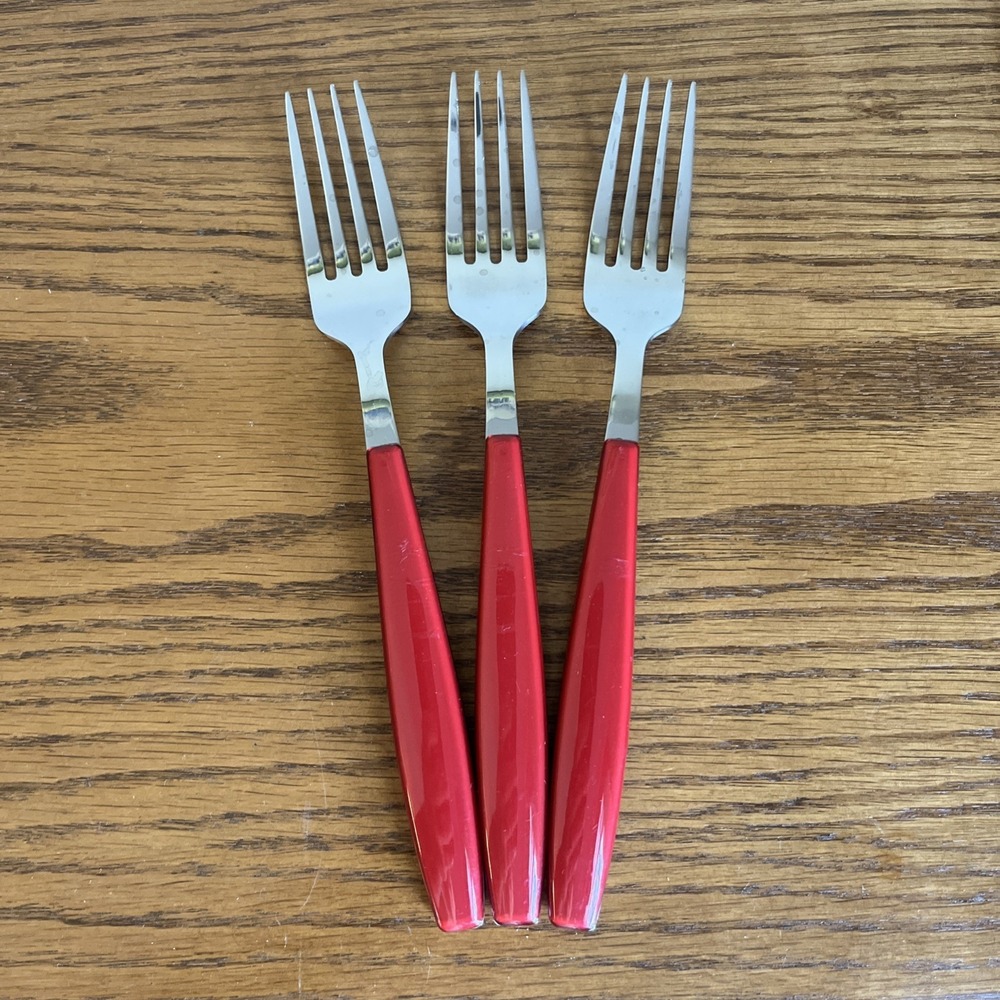 FIESTA JAMBOREE Stainless Forks Set of 3 Red Homer Laughlin Cambridge 8.25"